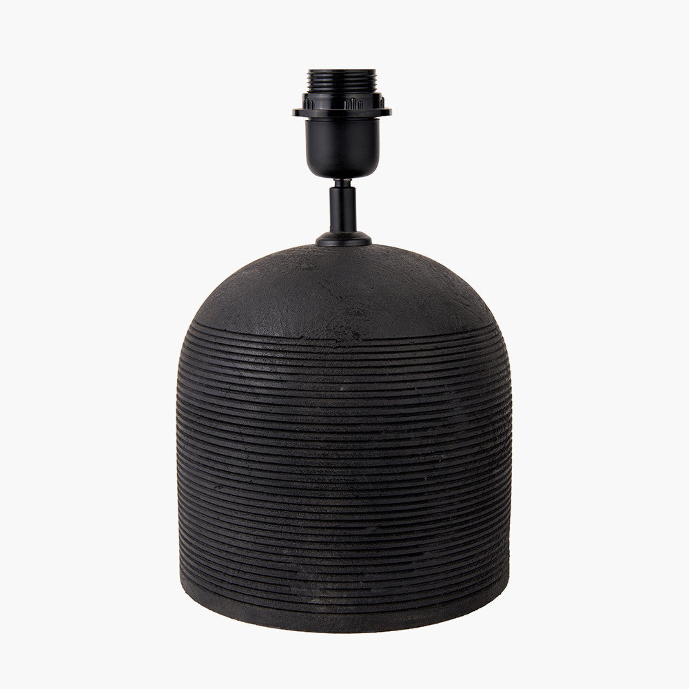 Nelu Black Engraved Wood Dome Table Lamp - Base Only